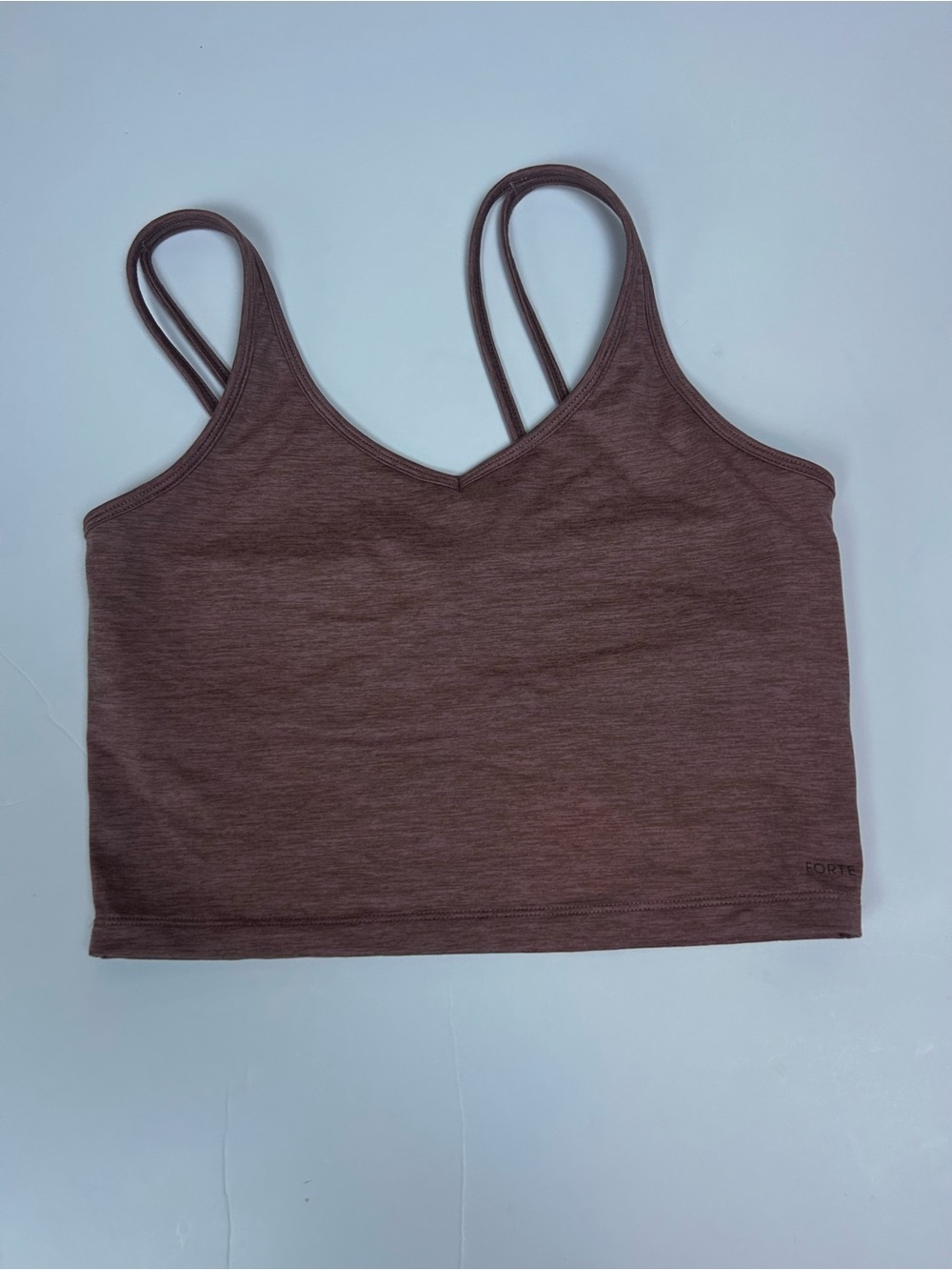 Forte Mauve Pink Strappy Back Longline Sports Bra Crop Top L